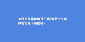 茅台文化体验馆是干嘛的(茅台文化体验馆是干嘛的啊)