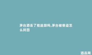 茅台酒丢了能追踪吗,茅台被偷盗怎么找回